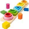 Montessori Wooden Geometric Shape Five Sets of Columns Blocks Assembling Children's Enlightenment Early Education Puzzle Toys