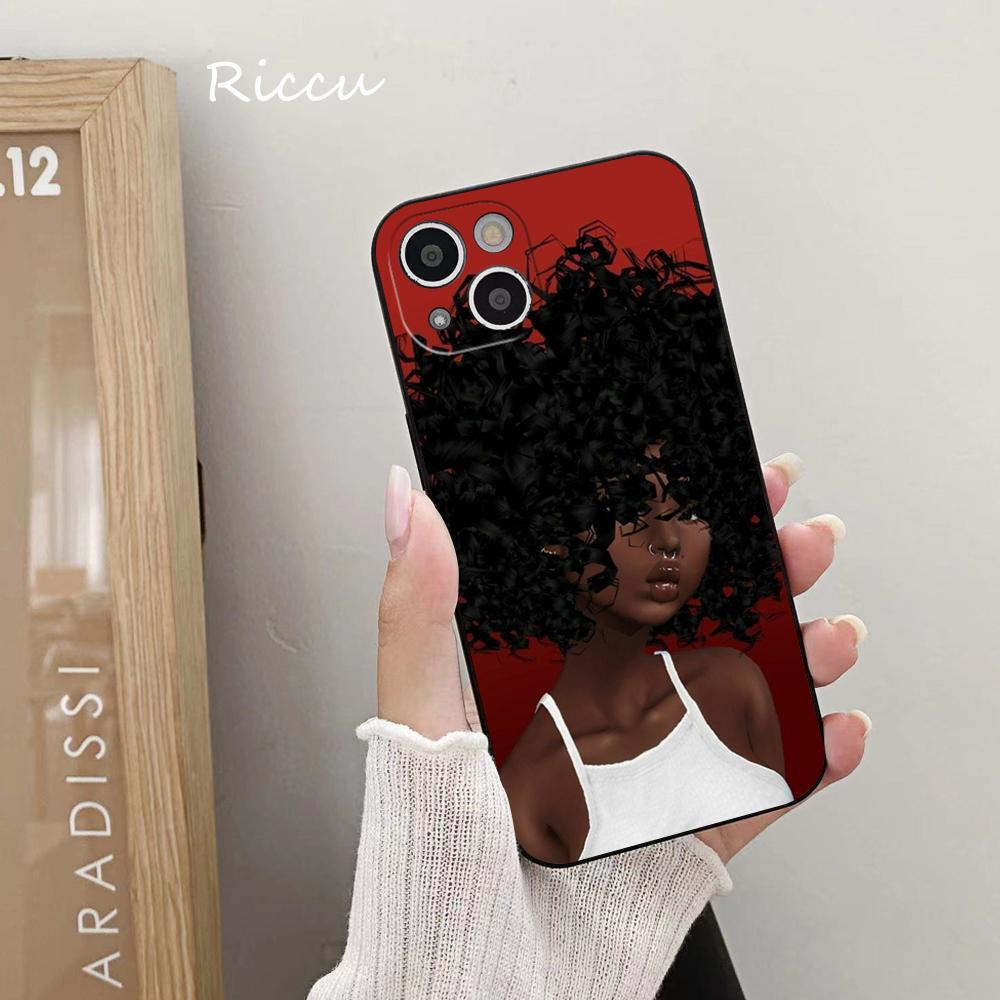 Мягкий чехол для iPhone 14 Afro Girls Art для Iphone 14 11 12 Pro 8 7 Plus X 13 Pro MAX SE2020 XR XS RICCU, мягкие чехлы