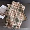 Korean Style Plaid Women's Winter Scarf Imitation Cashmere Warm Shawls Wraps Thicked Pashmina Female Blanket Scarves
