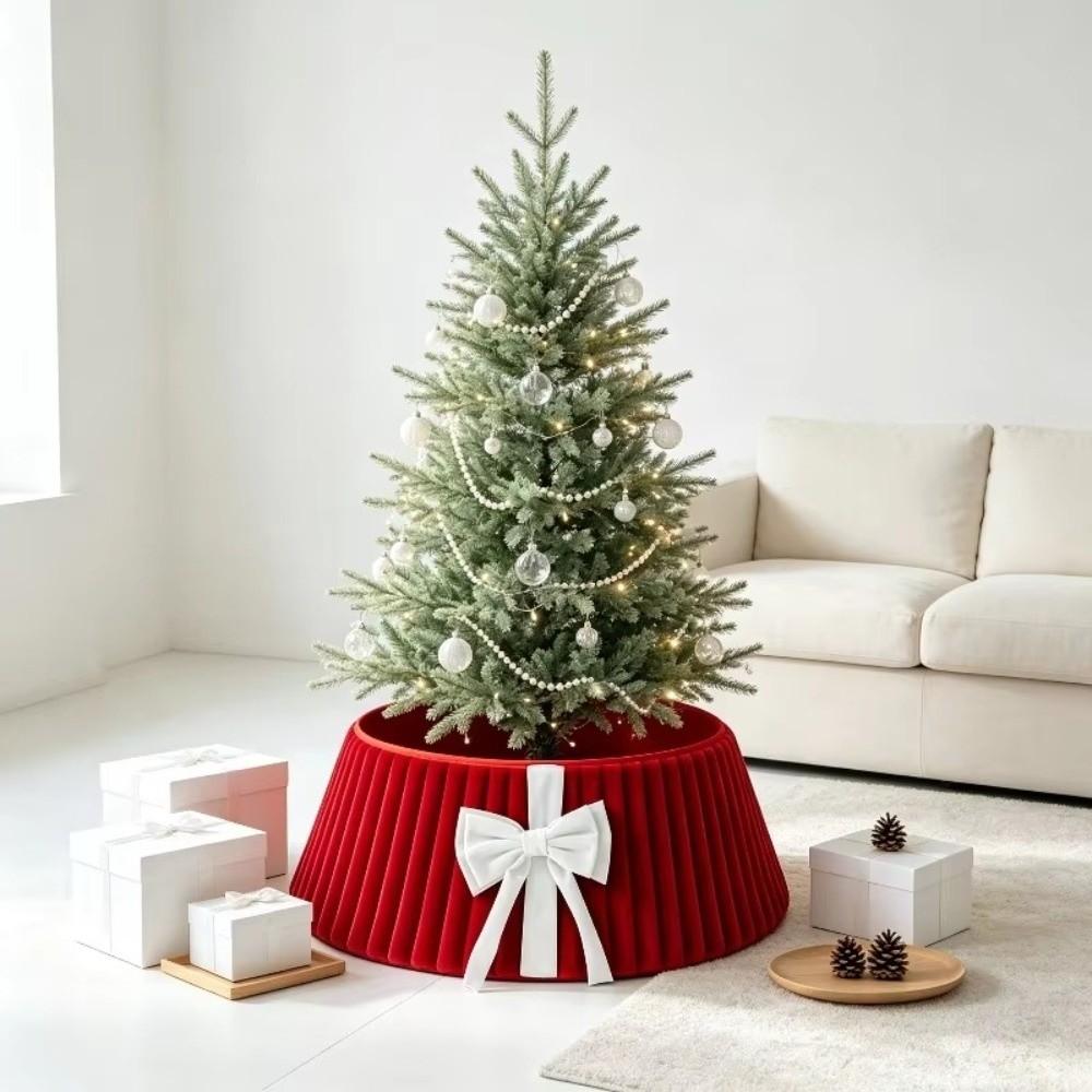 With Bow Christmas Tree Collar Plush Tree Skirt Decoration For Christmas Tree Stand