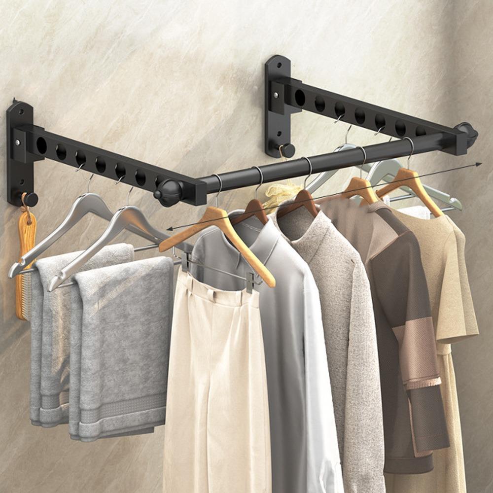 Non-Punching Drying Rack Stainless Steel Clothes Drying Hanger Folding Drying Racks Bathroom