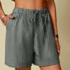 Women's Summer Fashion Loose Cotton Linen Solid Color Casual Shorts