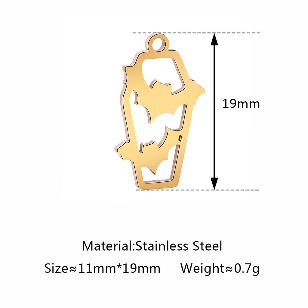 5Pcs/Lot Hollow Halloween Theme Charms Stainless Steel Skull/Pumpkin/Vampire Bat/Witch/Spider/Ghost Pendants For Jewelry Makings