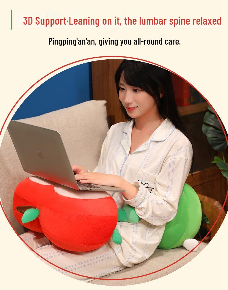 Green Apple Nap Pillow & Keychain Set: Red Apple Cushion for Sofa/Bed + Apple Pendant Keychain