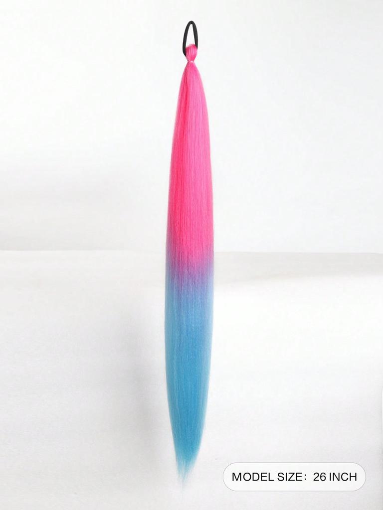 Synthetic Ponytail 1 Pack Braid Extension, Full of Color Ponytail Extension, with Elastic Tie Straight Tube Sleek Wrap Extension Hair