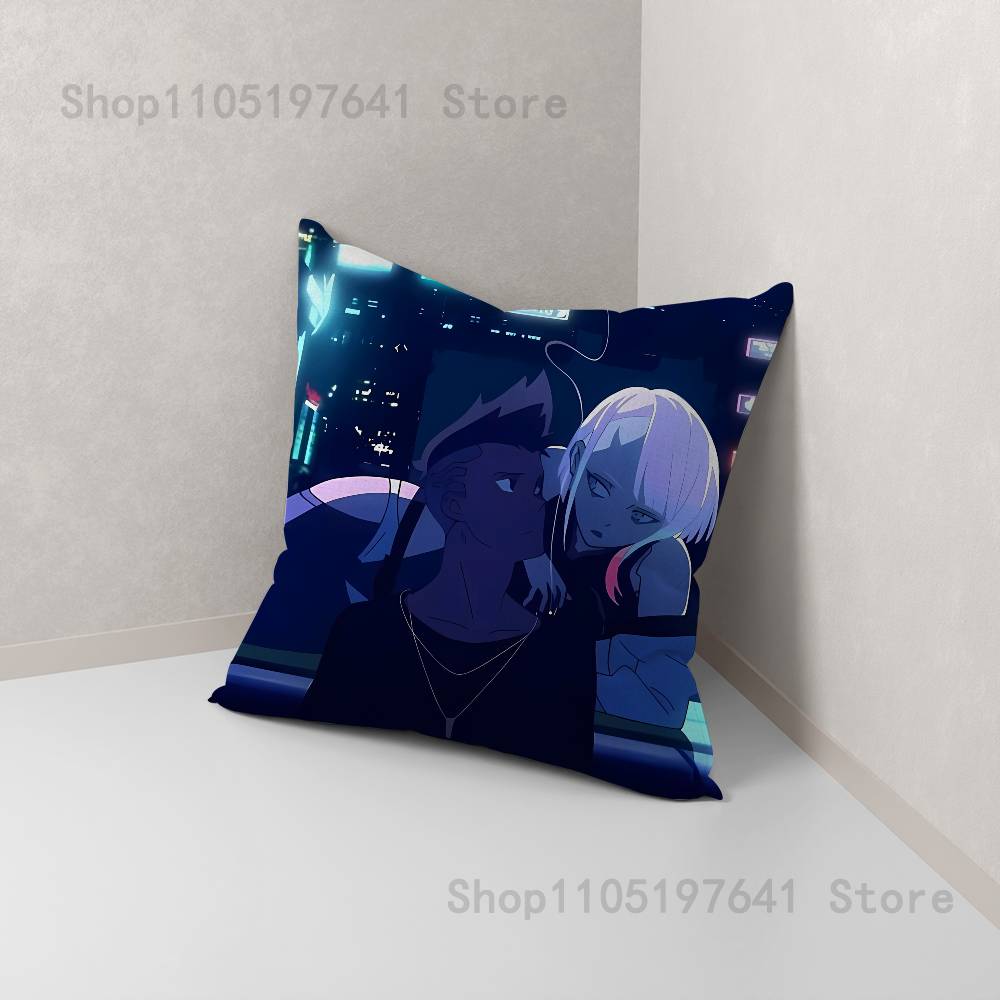 E-Edgerunners Game Cyberpunk (4) Pillow Case Plush Pillow Cases Home Decoration Pillow Cover for Sofa Bed Chair Living Room