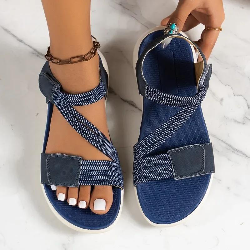 Female Shoes On Sale 2025 Open Toe Women's Sandals Plus Size Casual Sandals Women Round Toe Narrow Band Outdoor Ladies Shoes