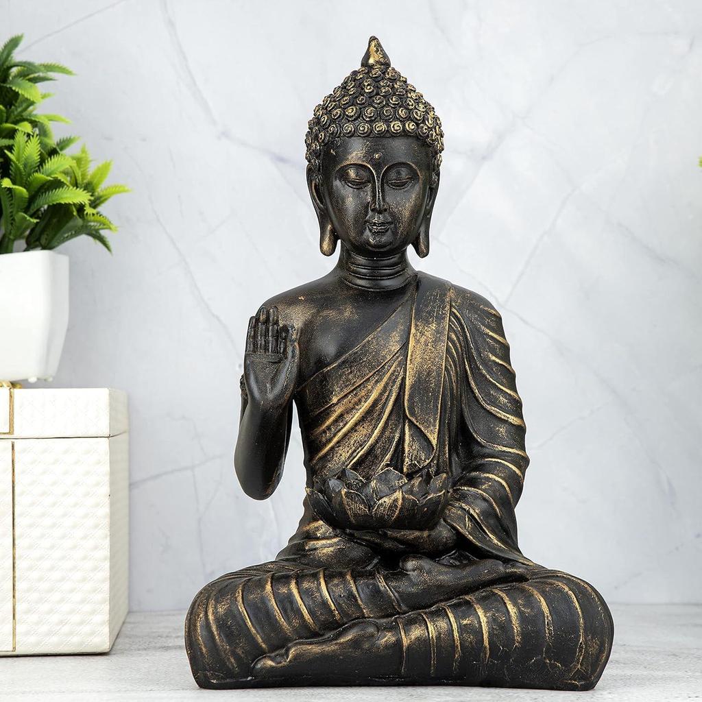 Sitting Buddha Statue Showpiece Idol Home Decor Items for Living Room and Gifts