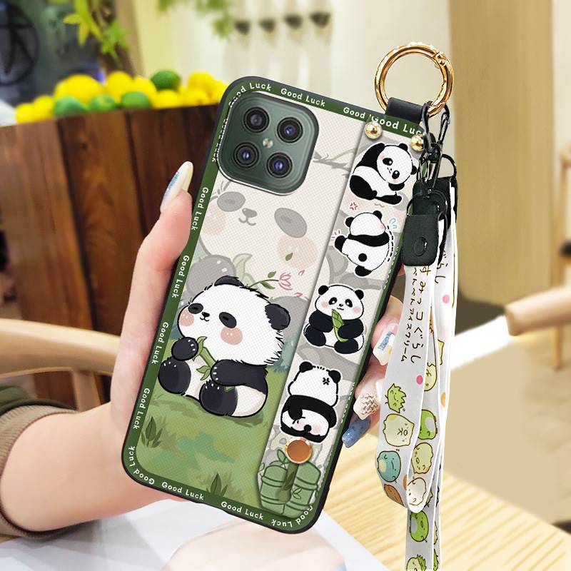 Durable Cute Phone Case For Cubot C30 Wrist Strap Anti-knock Cartoon Anti-dust Fashion Design Kickstand Waterproof Panda