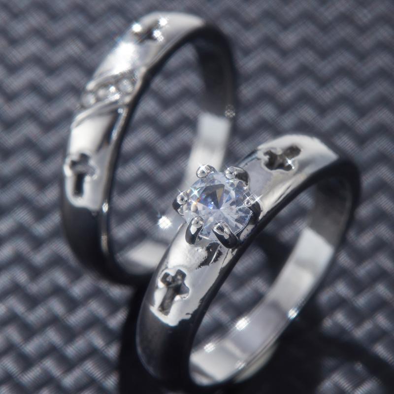2 Pcs Geometric Minimalist Couple Rings for Wedding Engagement Party Jewelry