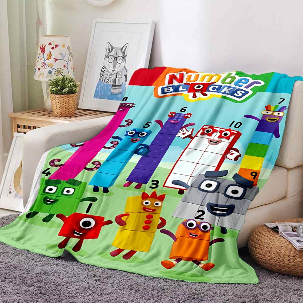 Numberblocks Theme Printed Blanket - Perfect for Couch, Bed, Travel & Outdoor Use | Machine Washable, Cozy & Durable.