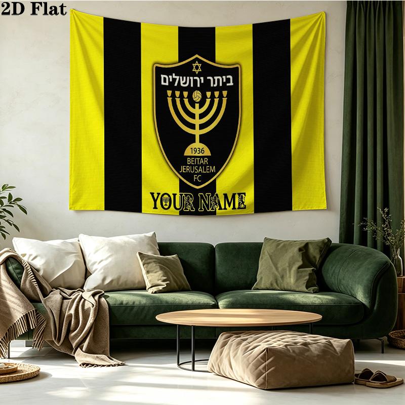 Custom Name Beitar Jerusalem FC Printed Tapestry – Wall Hanging for Bedrooms, Dorms, and Home Decor