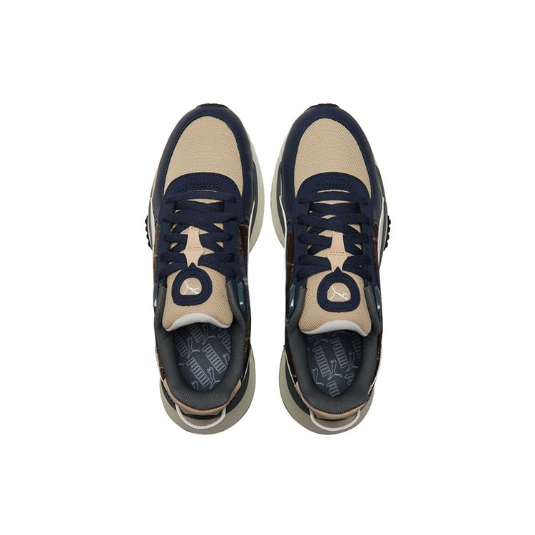 Puma Wild Rider Fabric Layered Leather Plaid Sports Low-Top Lifestyle Shoes Unisex Sneakers Blue 384186-01