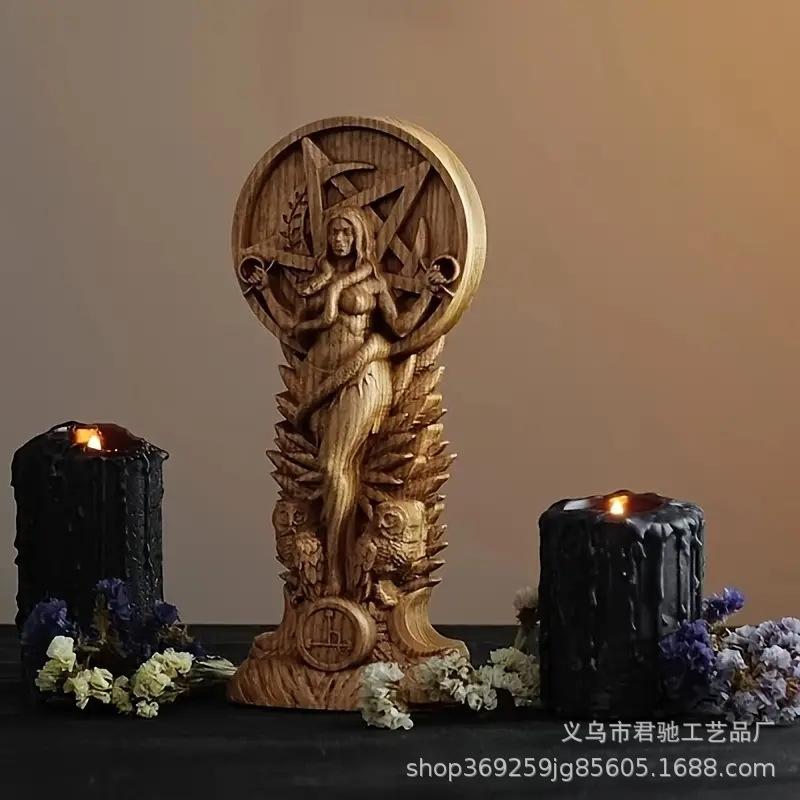 Goddess Witch Serpent Statue Hand Carved Resin Gothic Altar Sculpture Home Table Centerpiece For Goth Home Decoration