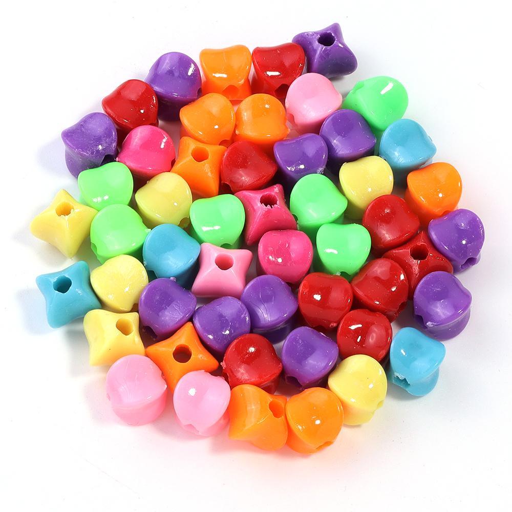 50pcs/lot Mixed Color Plastic Beads Butterfly Snowflake Candy Shaped Loose Beads For DIY Bracelet Earrings Accessories Wholesale