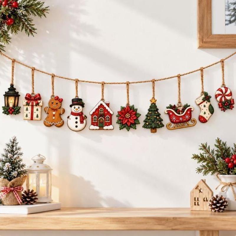 Wooden Christmas Ornaments, Christmas Tree Ornaments, Christmas Decorations, Holiday Scene Decorations