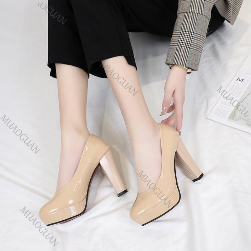 Fashion Women Pumps Shoes Pointed Toe High Heels PU Leather Shallow Slip-On Round Toe Casual Wedding Party Derss Solid Heels Women Shoes