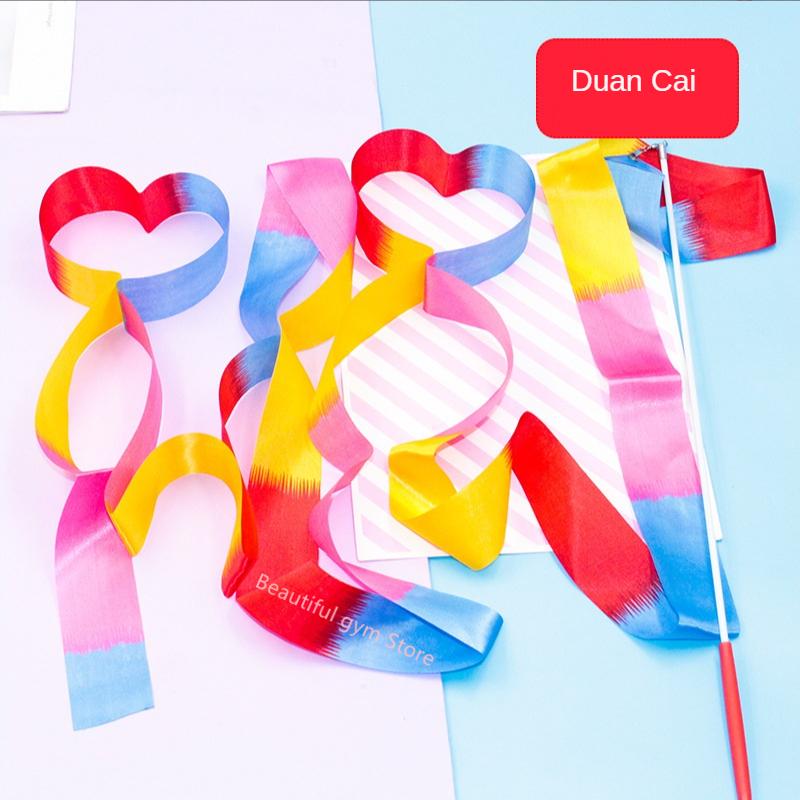 2M 4M  Colorful Gym Ribbons Dance Ribbon Rhythmic Art Gymnastics Ballet Streamer Twirling Rod Rainbow Stick Training