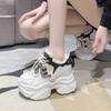10CM Women Platform Leather Sneakers Autumn Sports Dad Shoes High Top Chunky Casual Shoes Woman Thick Bottom Bling White Shoes