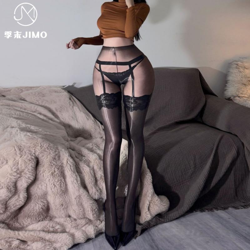 Horse Oil Silky and Shiny Contrasting Lace Suspenders Integrated Sex Stockings Sexy Pure Desire Suspenders Women