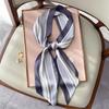 Women's Korean Style New Striped Thin Narrow Long Spring and Autumn Small Scarf Decorative Collarbone Scarf Dual-purpose Headband Tie Pack