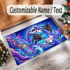 Rainbow Theme Crystal Velvet Floor Rug Personalized Custom Name Text Warm Carpet Home Decoration