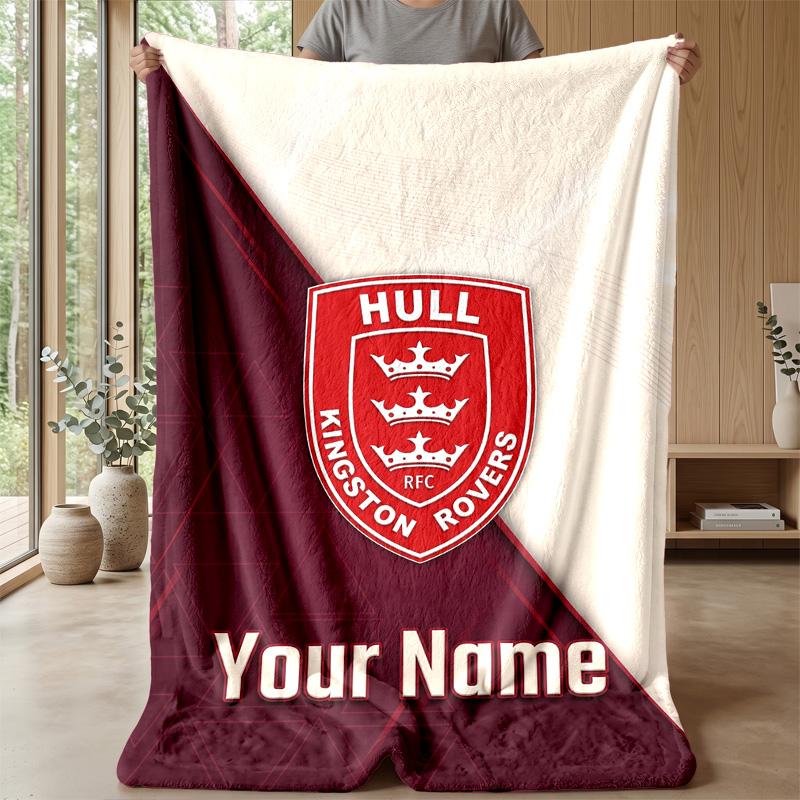 Hull KR Custom Flannel Throw Blanket Print Your Name Text Soft Warm Blanket Holiday Present