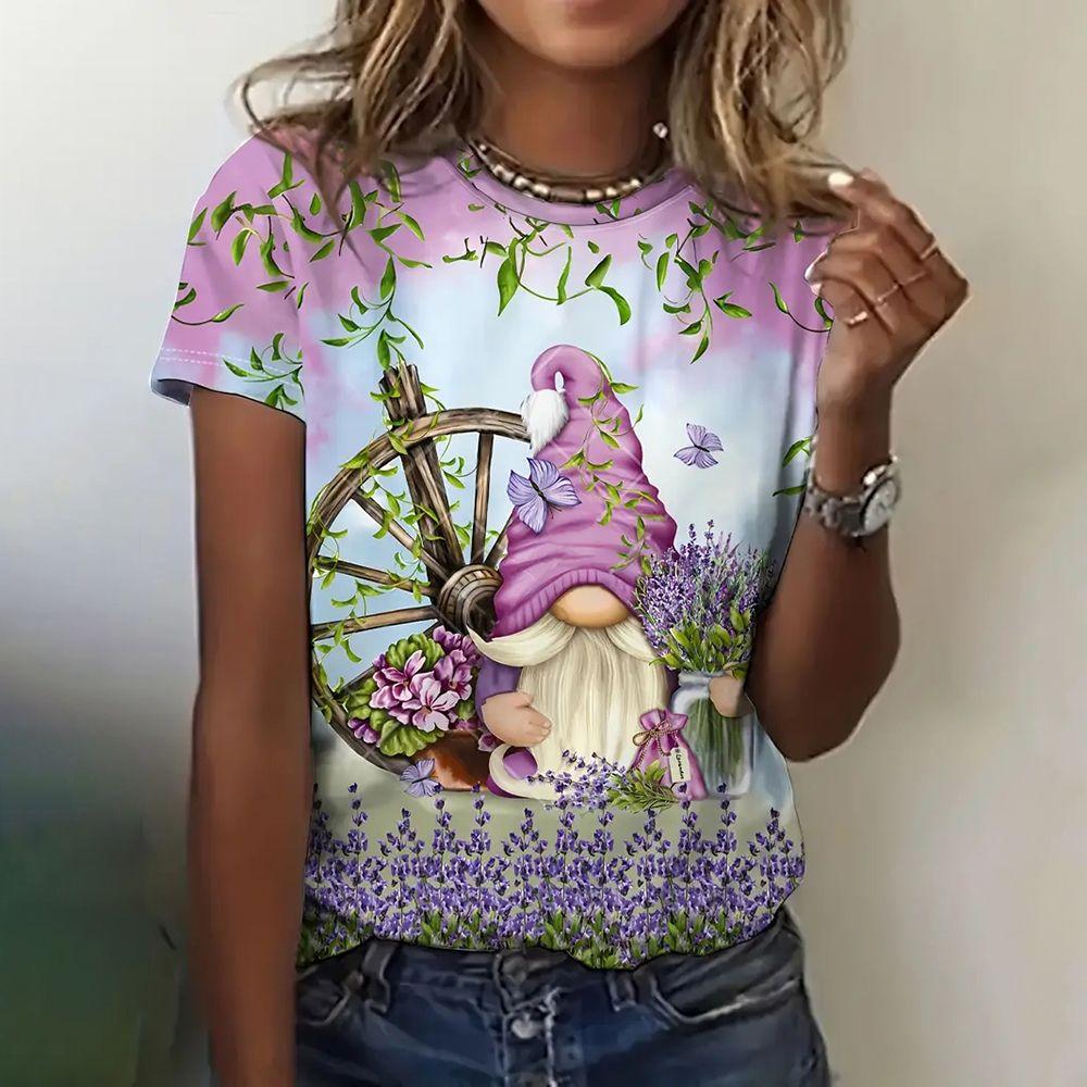 Летний топ с круглым вырезом и принтом 3D Санта-Клауса, модные повседневные женские футболки с короткими рукавами