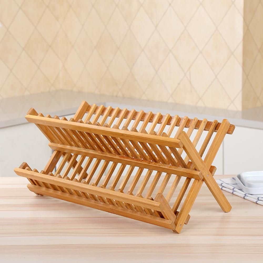 Retro Folding Dish Rack Natural Drying Holder Easy Clean Dish Drying Rack Restaurant