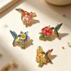 Zinc Zinc Zinc Alloy Metal Bird Floral Brooch Pin Colorful Animal Lapel Pins Luxury Bird Badges  Jacket Decor