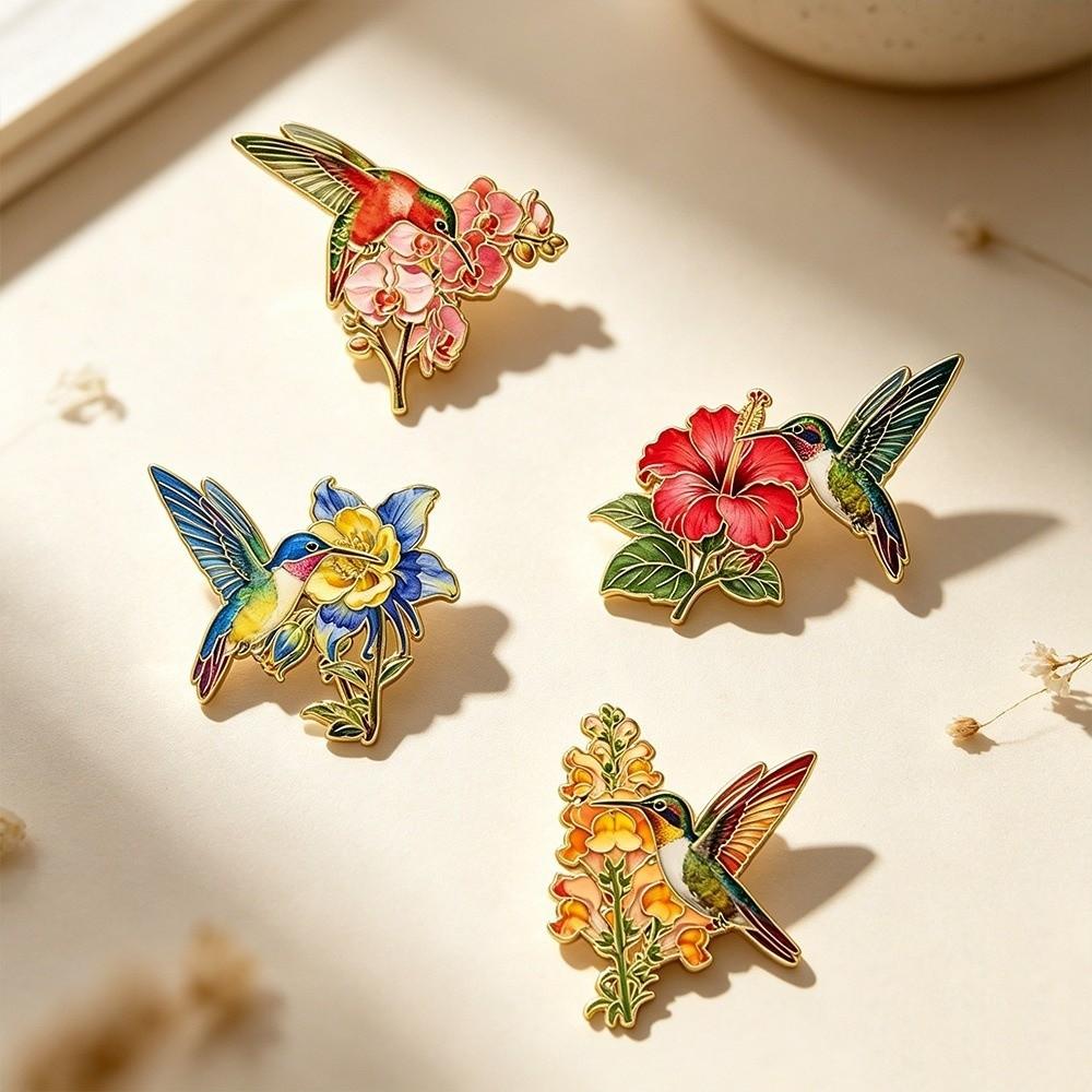 Zinc Zinc Zinc Alloy Metal Bird Floral Brooch Pin Colorful Animal Lapel Pins Luxury Bird Badges Jacket Decor