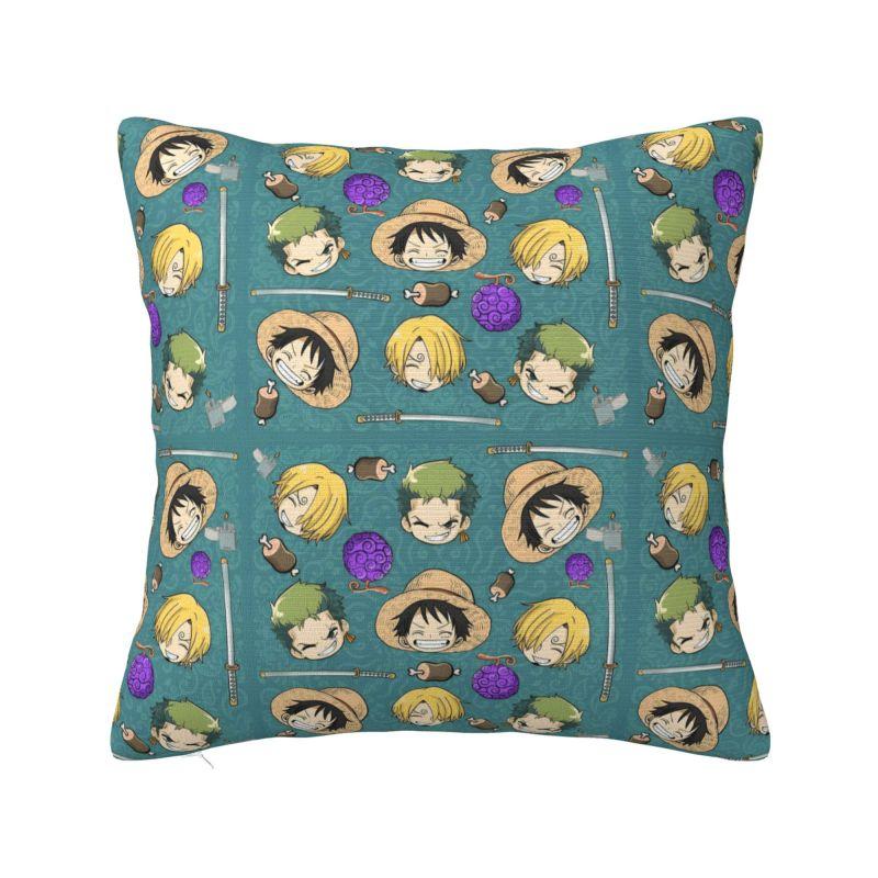 Подушка декоративная с принтом One Piece Луффи, чехол для подушки, пиратский череп, манга, чехлы для подушек на диван, квадратные наволочки