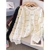 Большого размера, с круглым вырезом, ажурная, с крючком, с цветочным узором, нежная и удобная, с длинными рукавами, вязаная блузка, одежда для кондиционирования и защиты от солнца для женщин