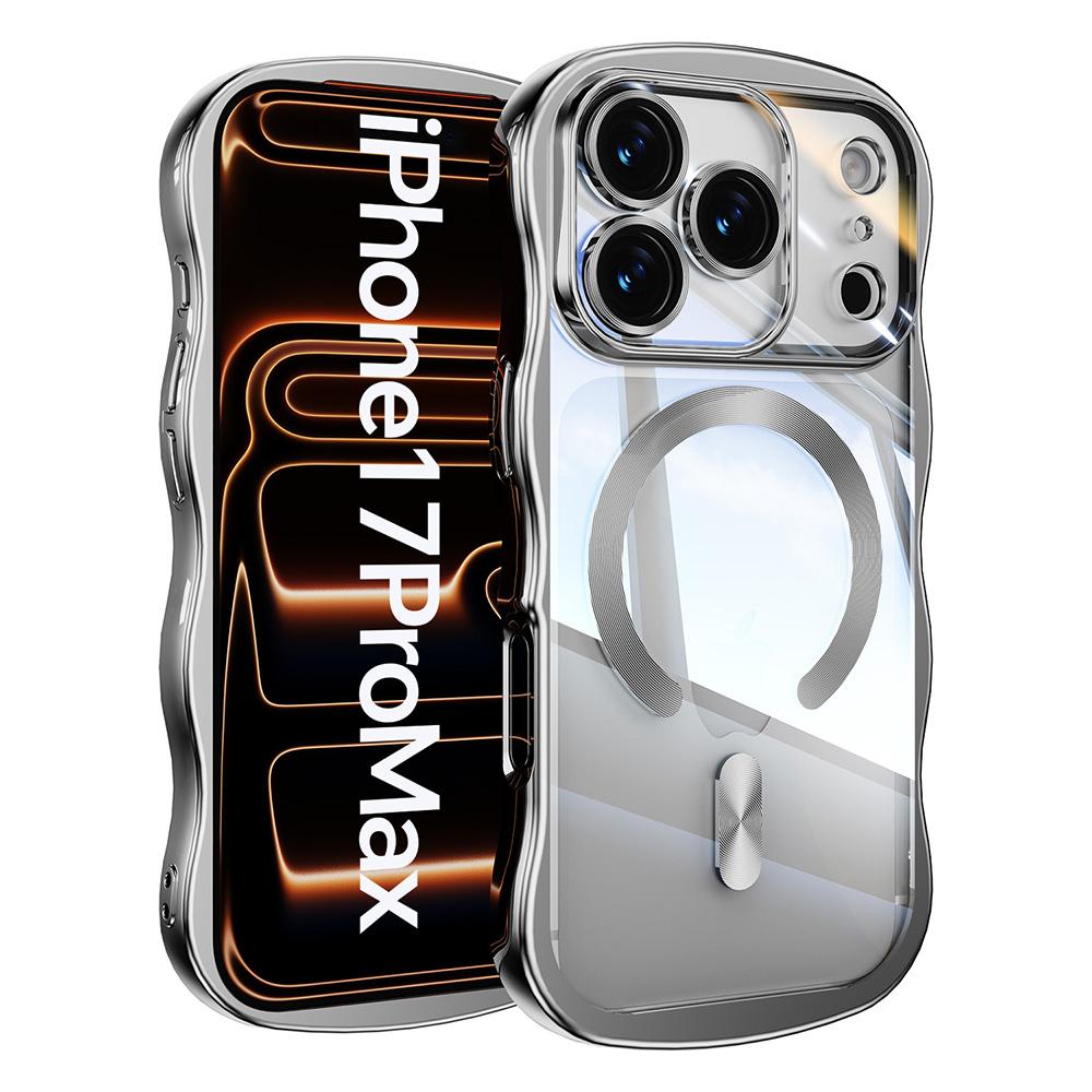 Роскошный магнитный чехол с покрытием для iPhone 17 16 Pro Max, простой дизайн волны, волнистая рамка, мягкая крышка для iPhone 17 Pro Max
