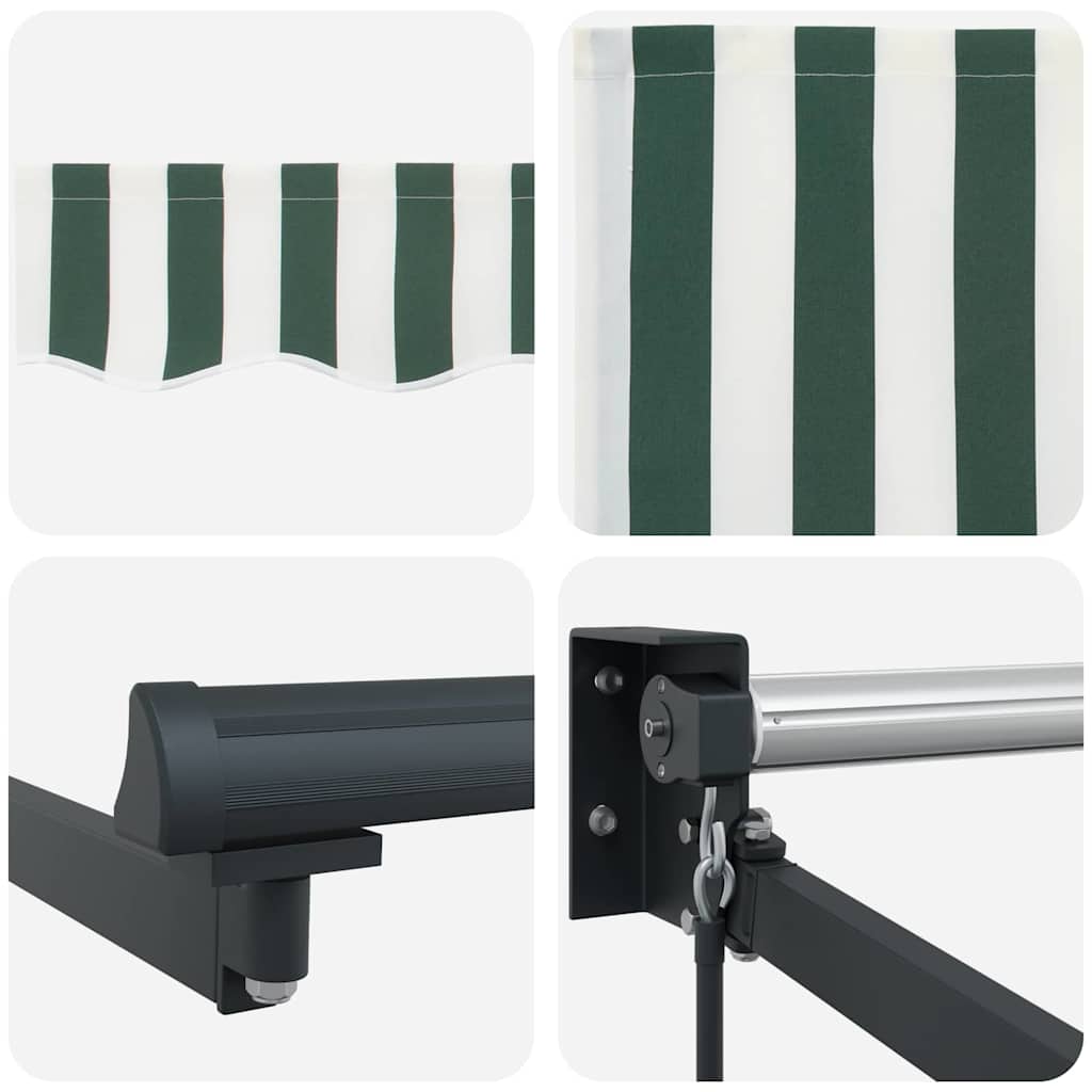 Retractable Awning Green and White 400 x 300 cm