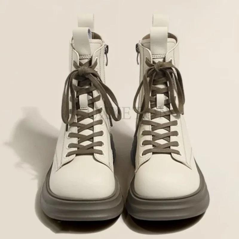 Женские короткие ботинки в стиле ретро, осенние, британские, уличные, на молнии, ботильоны на шнуровке, толстая подошва, Zapatillas Plataforma Mujer