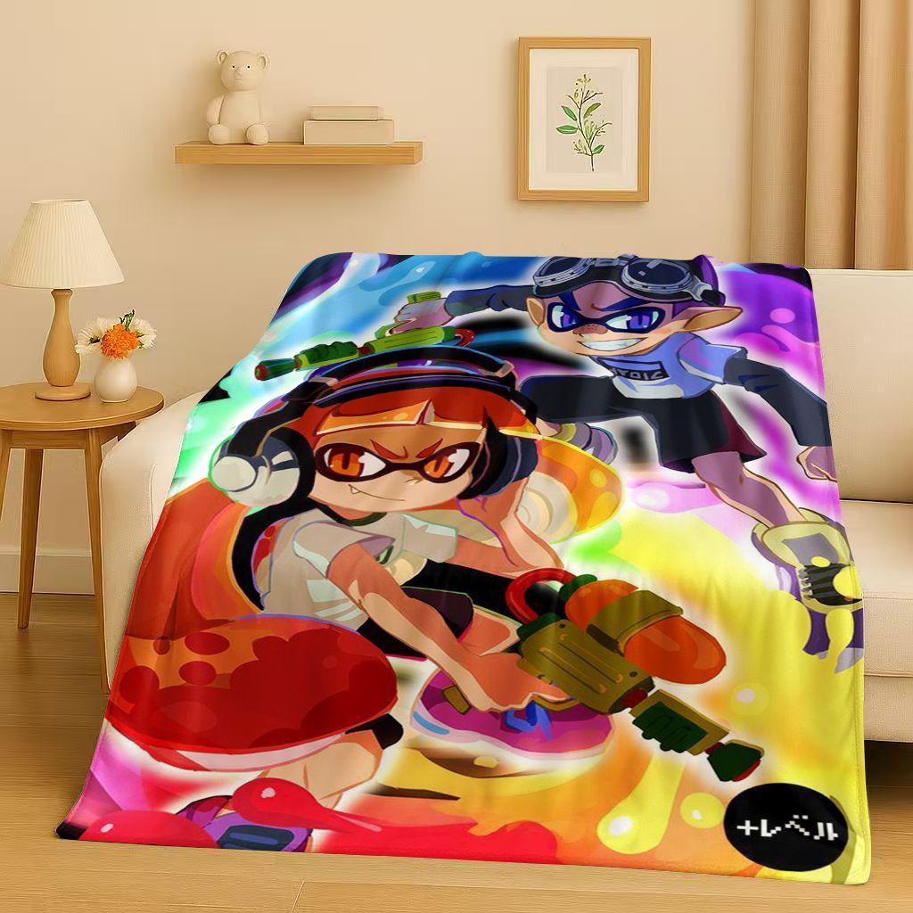 HD Splatoon Game Cartoon Flannel Blanket,Ultra Soft Warm Plush Throw for Home Bedroom Bed Sofa Cover Office Travel Picnic Kids
