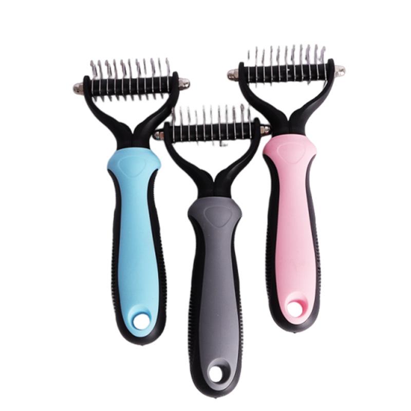 Расческа для удаления шерсти домашних животных, Расческа с редкими зубьями для распутывания колтунов, Двусторонняя расческа для распутывания колтунов, Расческа для собак, Расческа для груминга и вычесывания кошек и собак