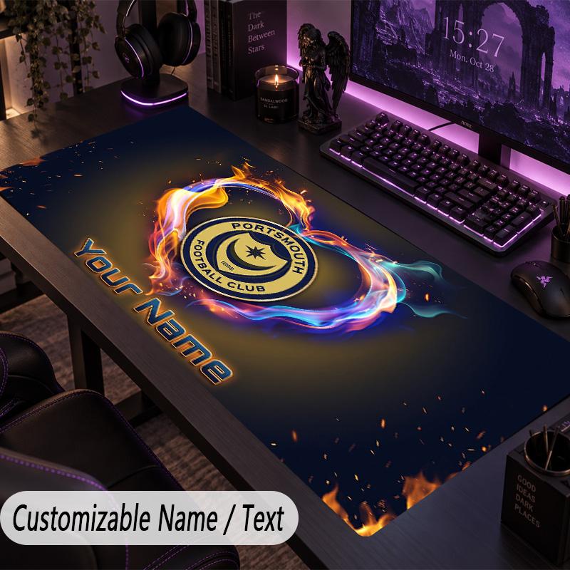 Large Mouse PadPortsmouth FC Custom Name Text Personalized Desk Mat Non Slip Gaming Pad