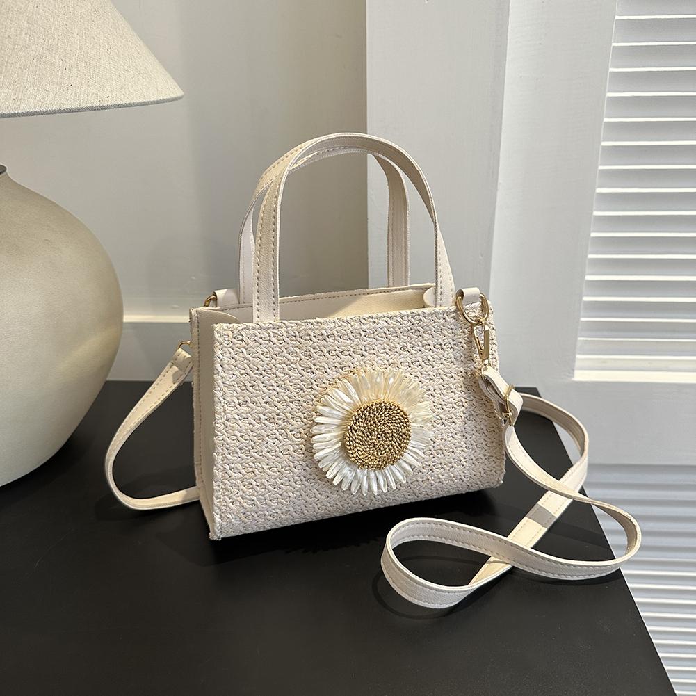 Соломенная сумка с цветком солнца, сумка с регулируемым ремешком, тканая сумка на плечо для повседневной жизни, отдыха