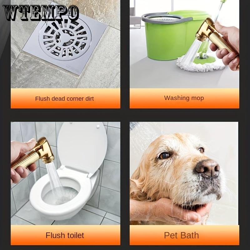 Black Golden 4-Button Shower Set, Home Copper Bathroom Faucet with Handheld Showerhead, Wall-Mounted Shower System with Dual Showerheads