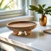 Elegant Vintage-Style Solid Wood Round Tray - Ideal for Cosmetics, Jewelry Storage, Bathroom Aromatherapy Decor