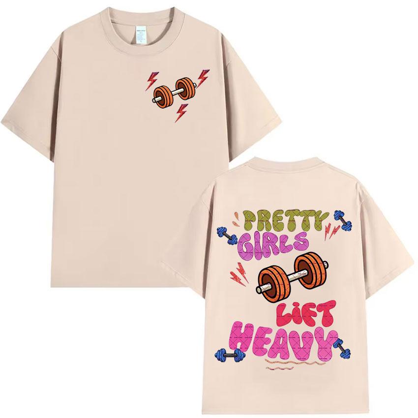 Забавная футболка для красивых девушек, поднимающих тяжести, фитнес, мужская и женская, ретро-эстетика, с коротким рукавом, повседневная футболка из чистого хлопка