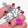 Ruby(Simulated), Garnet Handmade 925 Sterling Silver Jewelry Pendant 2.56" a3Z72