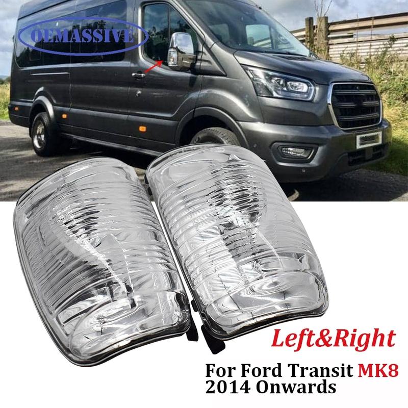 Clear Side Mirror Turn Signal Lens Cover for Ford Transit Mk8 2014 Onwards Left Right Easy tall Replacement 1847389 1847387