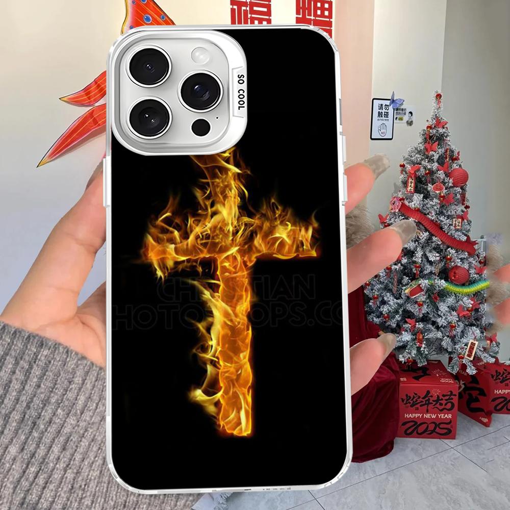 Чехол для телефона Крест Иисуса Христа для iPhone 16 15 14 13 12 11 Pro Max X XR XSMAX 8 7 Plus Матовый Ударопрочный Задний Чехол