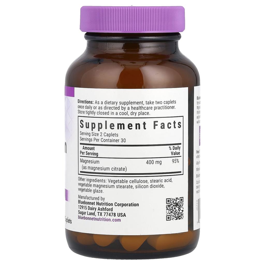 Bluebonnet Nutrition, Цитрат магния, 200 мг, 60 драже