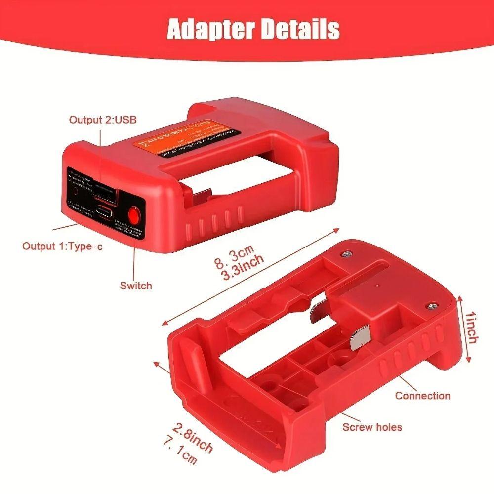 with Type-C Battery Adapter Power Charger for Milwaukee 18V Lithium Battery Mobile Phone
