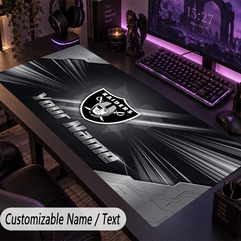 Large Mouse PadLas Vegas Raiders Custom Name Text Personalized Desk Mat Non Slip Gaming Pad