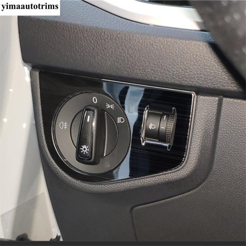 Head Light Lamp Switch Button Decor Frame Cover Trim ABS / Stainless Steel Interior Accessories For VW Volkswagen Polo -
